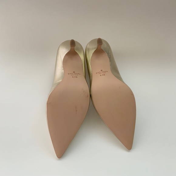 Kate Spade Sonia Gold Leather Pointed Toe Pumps Stiletto Heels Dress Shoes 8.5 - Picture 16 of 16